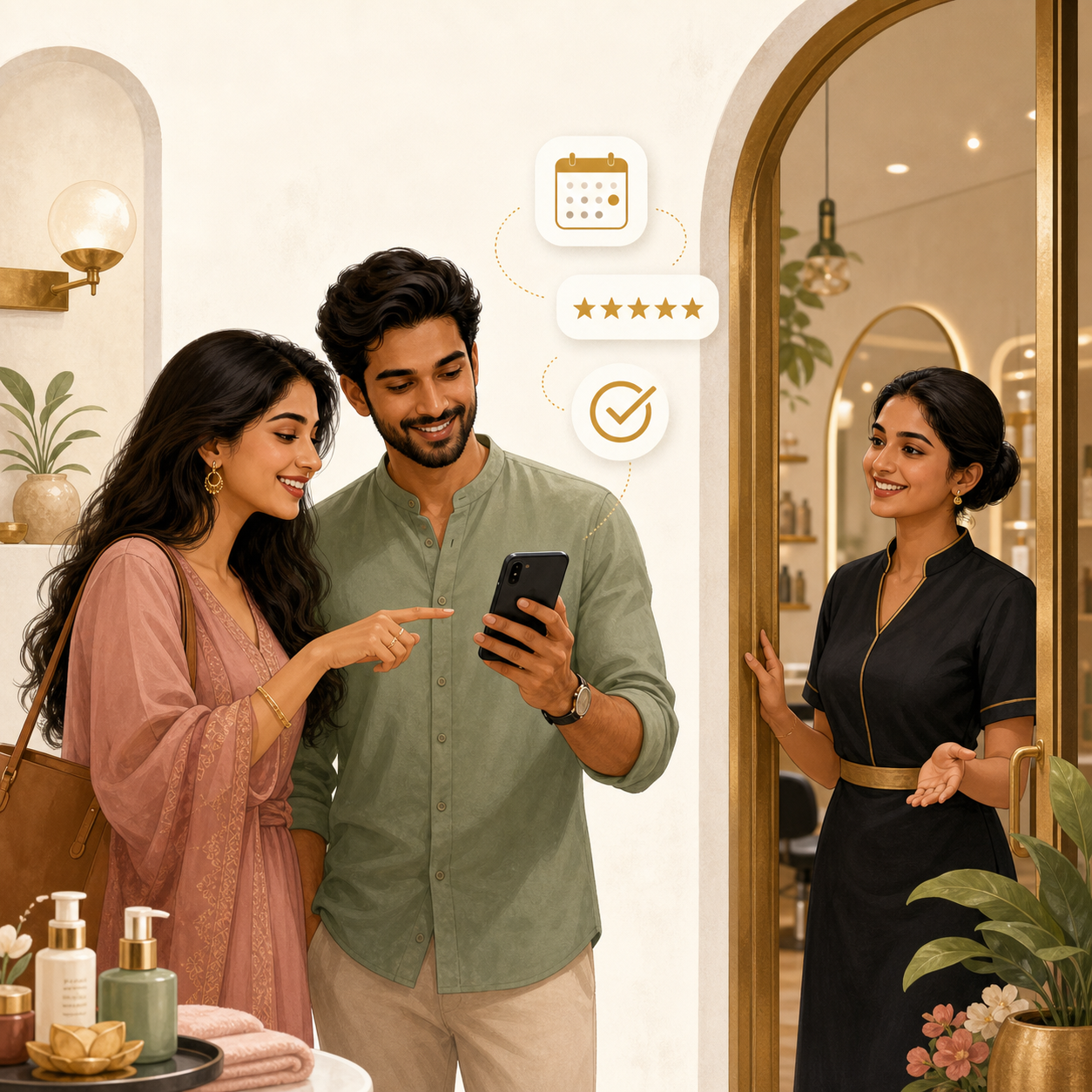 Indian customers using Sevwas to discover a salon